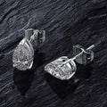 Silver Tone Pear Shape Cubic Zirconia Teardrop Stud Earrings view 2
