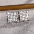 Square Pave Clear Crystal Stud Earrings Polished Jewelry Accessory view 3
