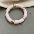 Acrylic Tube Stretch Bracelets Gold Barrel Spacers 3 Colors view 7