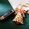 Pearl Christmas Tree Keychains With Red or Green Enamel Bows view 4