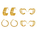 Layered Heart Twist and Ribbed Hoop Earrings in Seventeen Styles view 5