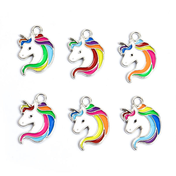 Rainbow Unicorn Head Enamel Charm Collection for Jewelry Making
