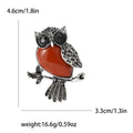 Antique Silver Owl Cabochon Brooch Black Crystal Eyes view 9