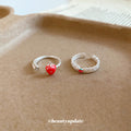 Red Strawberry Open Rings Silver Star And Scallop Styles view 2