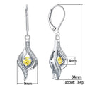 Silver Tone Spiral Drop Earrings with Ten Crystal Colors view 5