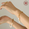 Freshwater Pearl Bracelet Organic Bar Hook Clasp Gold Steel view 3