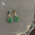Jade Tone Chinese Style Pearl Drop And Stud Earrings view 9