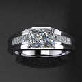 Square Clear Solitaire Channel-Set Wide Ring In Silver Tone view 1