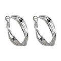 Silver Tone Twisted Multi Strand Round Hoop Earrings For Women view 5
