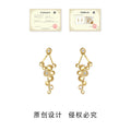 Gold Bubble Cluster Drop Earrings Crystal Two-Way Jacket view 3