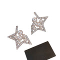 Silver Tone Open Star Stud Earrings with Pearl Look Beads view 5