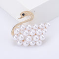 Pearl Body Crystal Neck Swan Brooch in Three Metal Tones view 7