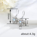Silver Tone Snowflake Drop Earrings with Blue Stones view 4