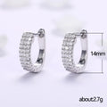 Silver Triple-Row Pavé CZ U-Shape Huggie Earrings Pair view 5
