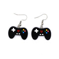 Silver Tone Colorful Game Controller Resin Hook Earrings view 5