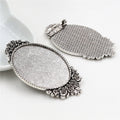 Floral Oval 30x40mm Cabochon Brooch Trays in Three Finishes view 3