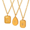 Starburst Zircon Pendant Necklaces Teardrop Rectangle Tags view 5