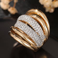 Two Tone Gold Silver Multi Layer Full Pave Wide Band Ring view 5