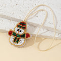 Beaded Snowman Charm Pendant with Pearl Accents and Cream Cord view 4