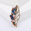 Open Leaf Crystal Cluster Brooch in Four Color Palettes view 2
