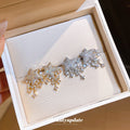Crystal Star Fringe Stud Earrings in Silver and Gold Tones view 3