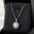 Gold Tone Small Round Resin Evil Eye Pendant Necklaces view 3
