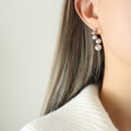 Graduated Ball Drop Stud Earrings Gold Or Steel Tone view 7