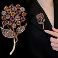Floral Bouquet Crystal Metal Brooch Pin 5.7 x 3 cm view 4