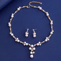 Black Silver Tone Pearl Crystal Vine Two Designs Metal Necklace and Earring Set view 2