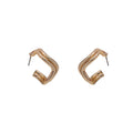 Gold and Silver Irregular Double Bar Open Hoop Earrings view 5