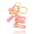 Glitter Resin Letter Keychain with Butterfly Charm and Tassel view 10