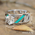 Turquoise Color Stripe Statement Ring in Silver-Tone view 4