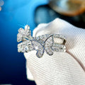 Butterfly Multi-Band Pave Ring In Polished Silver Tone view 3