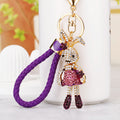 Crystal Long Leg Rabbit Keychains in Plain and Braided Loop Options view 12