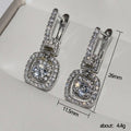 Cushion Solitaire Double-Halo Long Drop Earrings Silver Tone view 4