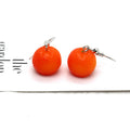 Silver Tone Realistic Mandarin Orange Fruit Hook Earrings view 5