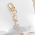 Enamel Butterfly Initial Letter Charm Keychain in White and Pink view 9