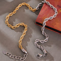Two Tone Rope Chain Necklace in Gold and Silver Finish view 3
