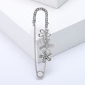 Flower Safety Pin Brooch Cat Eye Rhinestone Grey White Pink view 4
