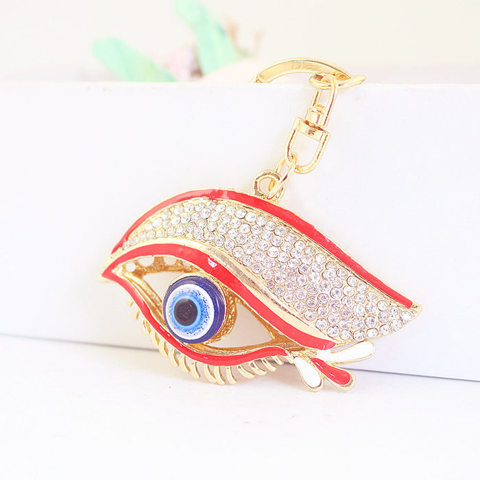 Rhinestone Evil Eye Keychain, Creative Eye Bag Charm for Car Keys