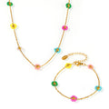 Colorful Glass Flower Bead Necklace And Bracelet Gold Tone view 5