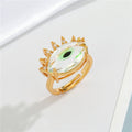 Gold Tone Faceted Crystal Evil Eye Adjustable Ring in Three Colors view 1