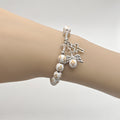 White Cross Bead Stretch Bracelet Angel Cross Charms view 4