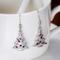 Multicolor Christmas Tree Drop Earrings in Silver Tone view 1