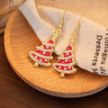 Red and Green Clear Accent Christmas Tree Hook Earrings view 6
