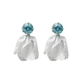 Layered Fabric Petal Flower Earrings in Four Soft Colors view 5