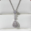 Silver Teardrop Clear Pave Pendant Necklace Metal Alloy view 4