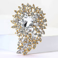Large Crystal Leaf Cluster Brooch in Nine Colors Decorative Lapel Pin view 2