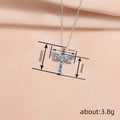 Blue Marquise Stone Dragonfly Pendant Necklace Silver Tone view 4
