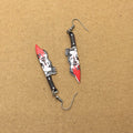 Black Red Floral Knife Novelty Hook Earrings in Ten Designs view 3